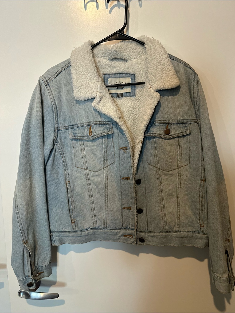 Light Blue Sherpa-Lined Denim Jacket